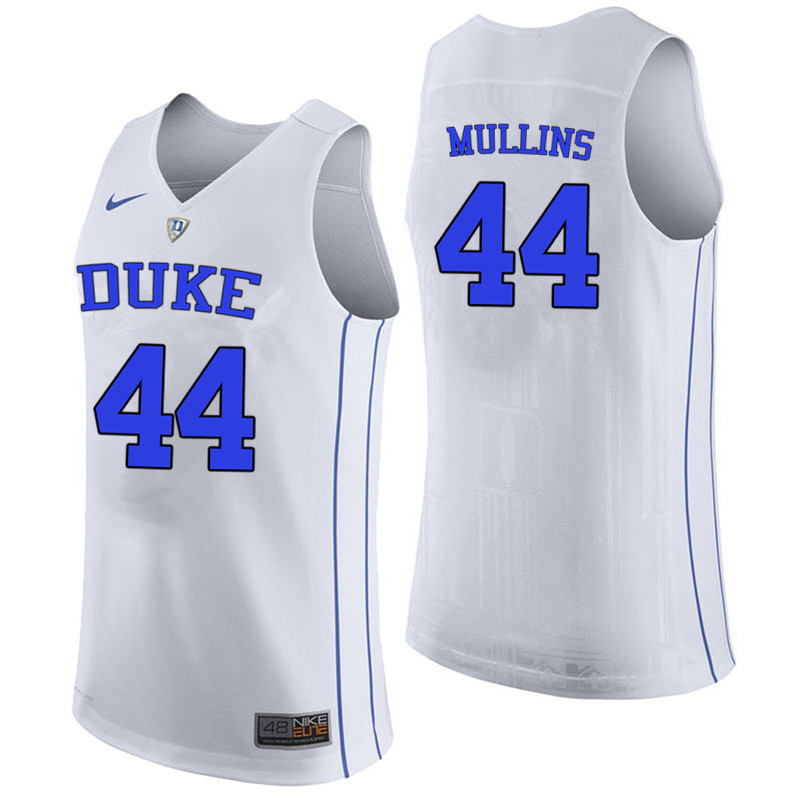 Men #44 Jeff Mullins Duke Blue Devils College Basketball Jerseys-White - Click Image to Close